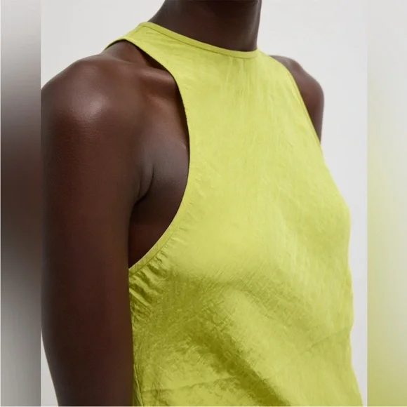 Tibi NWOT The Crinkle Slip Midi Bias Dress - Yellow - Picture 4 of 5